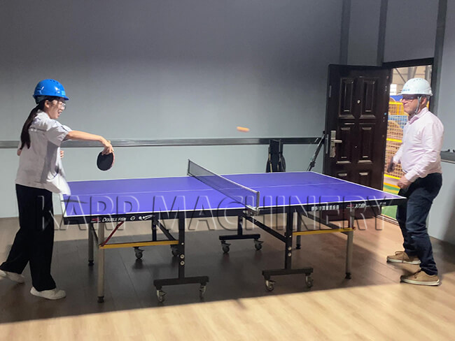 We played table tennis with customer