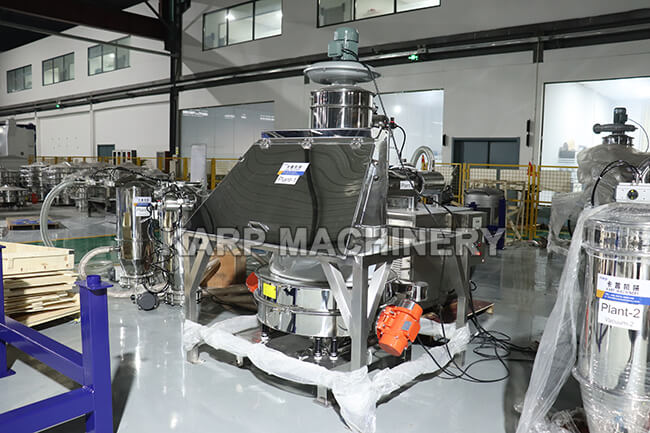 Dumping-sieving-conveying system